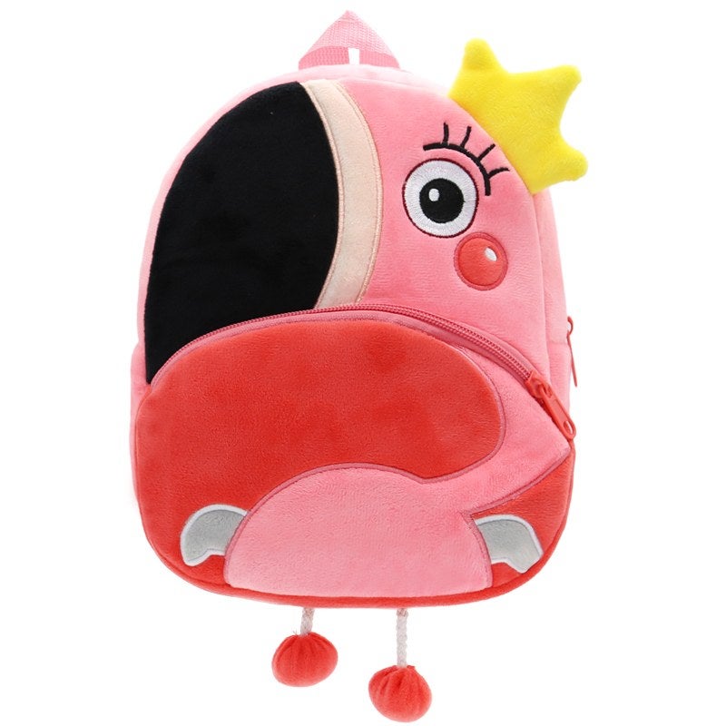 Plush Kids Backpack, Flamingo Animal Design, Soft Lightweight School Bag for Toddlers and Preschool Kids - Image 1