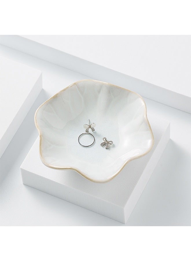 Lotus Leaf Ceramic Jewelry Dish 1 Pack, Small Ring Holder Trinket Tray for Vanity Bathroom Earrings Necklace Decor - Image 4