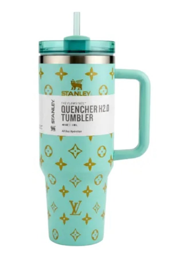 Stanley Mug, 40 oz Stanley Slim Mug with Straw and Handle, Insulated Mug with Lid, Multi-Use Mug, H2.0 FlowState Stainless Steel Coffee Mug for Homemade Hot Drinks, Travel Mug with Handle (Turquoise) - Image 1