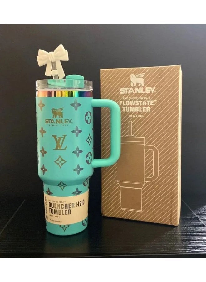 Stanley Mug, 40 oz Stanley Slim Mug with Straw and Handle, Insulated Mug with Lid, Multi-Use Mug, H2.0 FlowState Stainless Steel Coffee Mug for Homemade Hot Drinks, Travel Mug with Handle (Turquoise) - Image 2