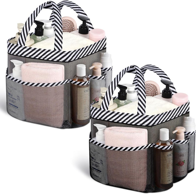 Attmu 2 Pack Portable Mesh Shower Caddy Dorm with 8 Mesh Storage Pockets, Quick Dry Waterproof Shower Tote Bag Oxford - Image 1