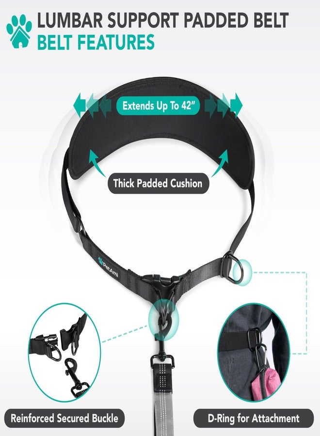 PetAmi Heavy Duty Hands Free Dog Leash, Adjustable Waist Belt for Large Dog Walking Up to 125 lbs, Bungee Leash for Pet Running, Hiking, Reflective Safety for Jogging, Biking, Grey Handle - Image 4