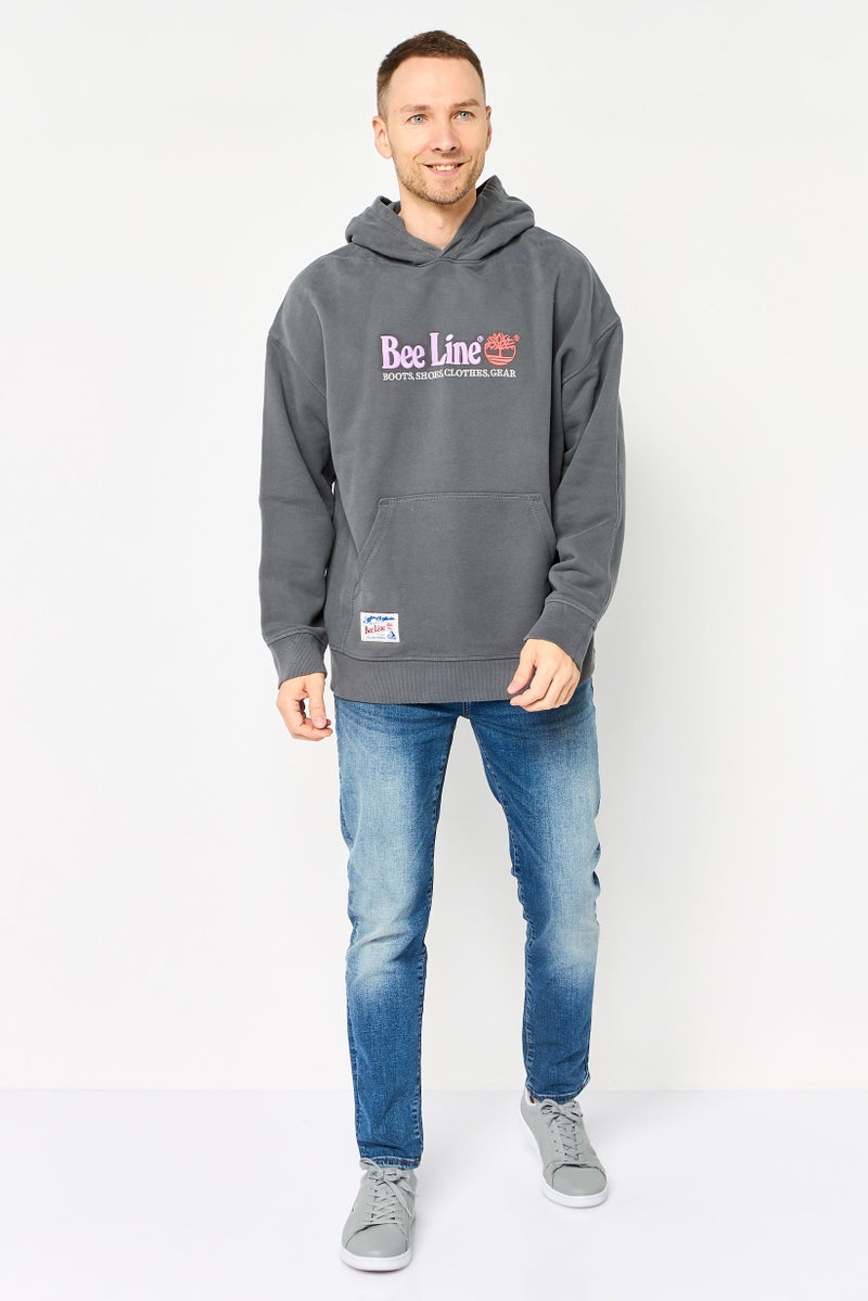 Timberland Men Embroidered Logo Long Sleeve Hoodie, Dark Grey - Image 2