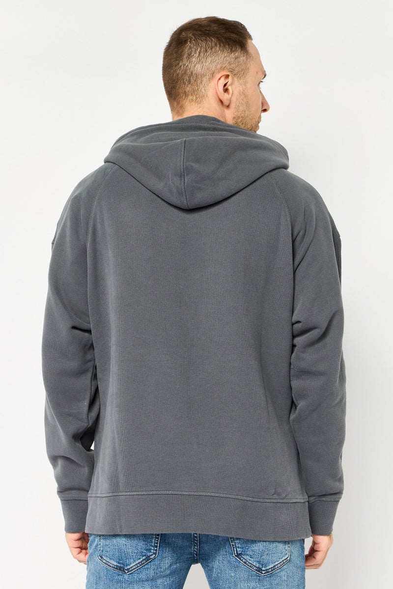 Timberland Men Embroidered Logo Long Sleeve Hoodie, Dark Grey - Image 4