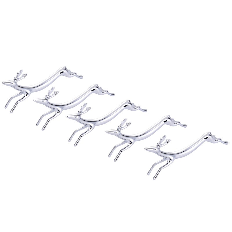 ChezMax Pack of 5 Zinc Alloy Chopsticks Spoon Forks Knives Tableware Rest Set Silver Deer