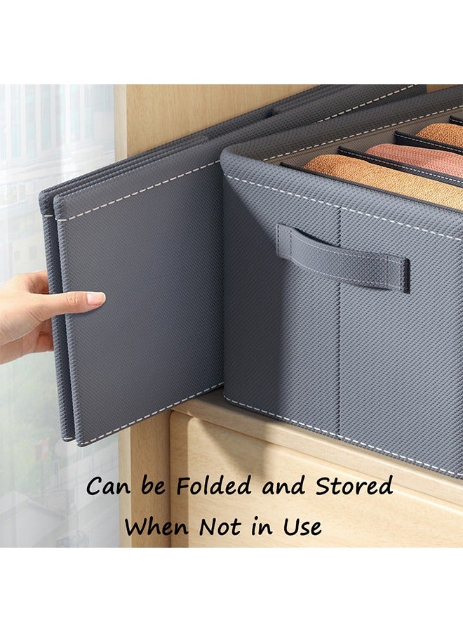 Neostyle 2pcs Jeans Wardrobe Clothes Organizer,7 Grids Closet Organizers and Storage Baskets, Washable Foldable Closet Drawer Storage Box (Grey) - Image 5