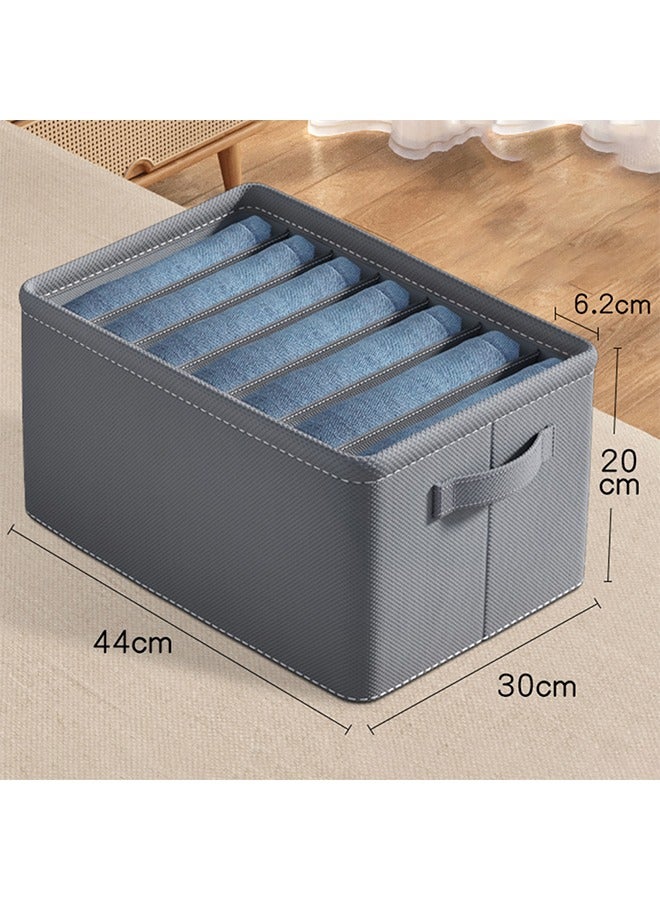 Neostyle 2pcs Jeans Wardrobe Clothes Organizer,7 Grids Closet Organizers and Storage Baskets, Washable Foldable Closet Drawer Storage Box (Grey) - Image 3
