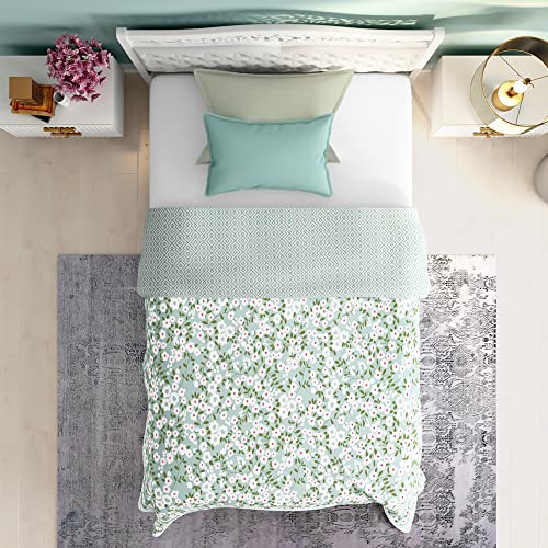 Wakefit Dohar Single Bed | 100% Cotton Blanket for Single Size Bed, Quilt | 110 GSM | Reverisible AC Blanket | 90x56 Inches - Sili Green - Image 4