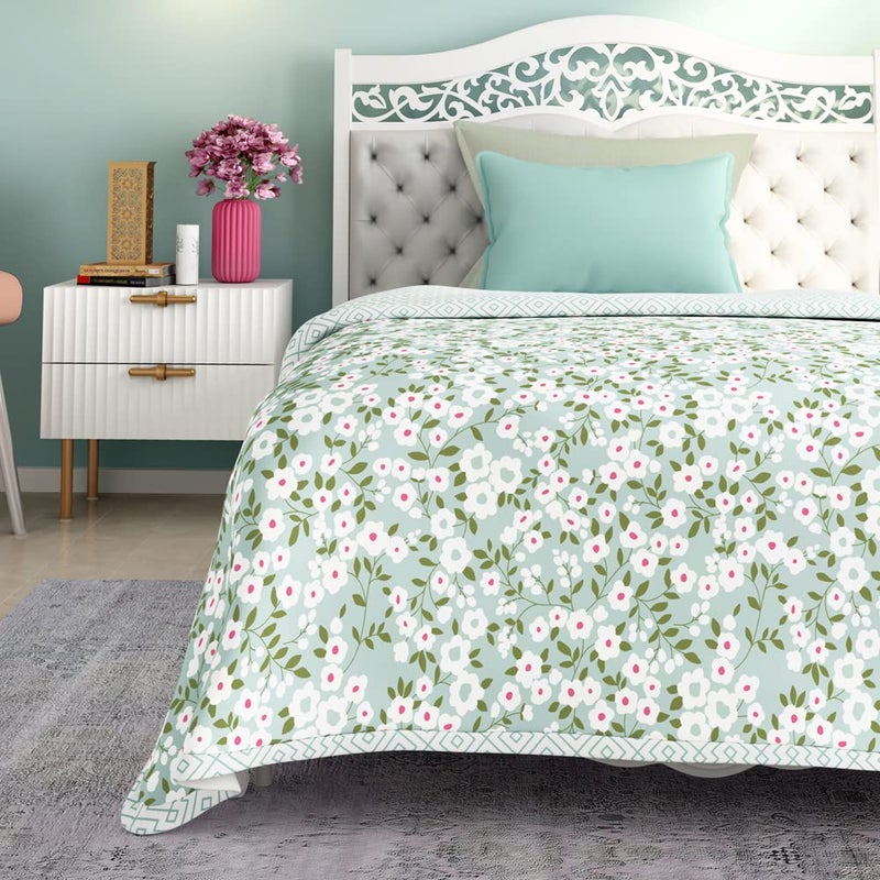 Wakefit Dohar Single Bed | 100% Cotton Blanket for Single Size Bed, Quilt | 110 GSM | Reverisible AC Blanket | 90x56 Inches - Sili Green - Image 3