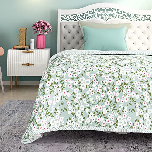 Wakefit Dohar Single Bed | 100% Cotton Blanket for Single Size Bed, Quilt | 110 GSM | Reverisible AC Blanket | 90x56 Inches - Sili Green - Image 1
