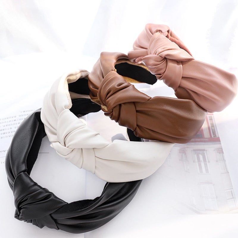 2pcs Hair Hoops Leather Knot Hairbands Practical Spa Makeup Hairbands - Image 1