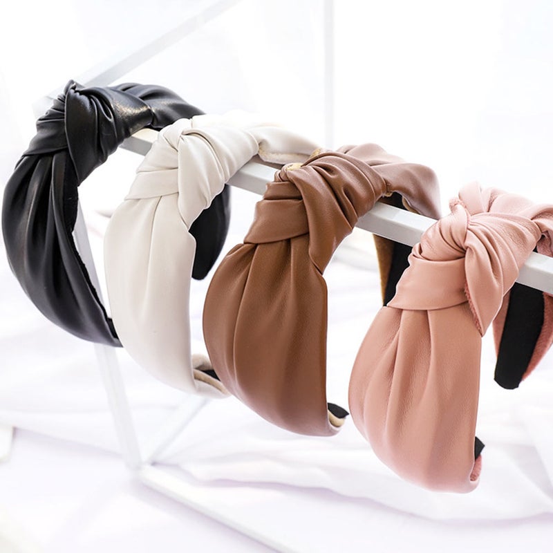 2pcs Hair Hoops Leather Knot Hairbands Practical Spa Makeup Hairbands - Image 4
