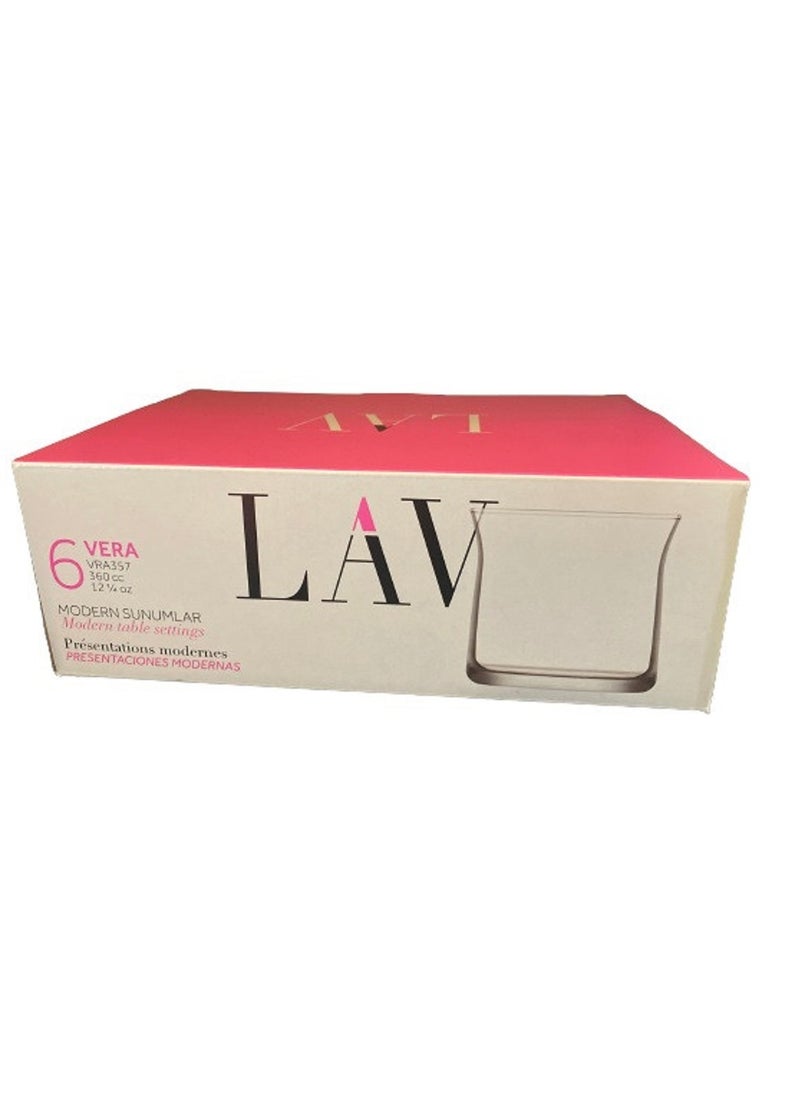 LAV 6 Pieces Vera Whiskey Glass, 360 Ml - Clear  - Image 4