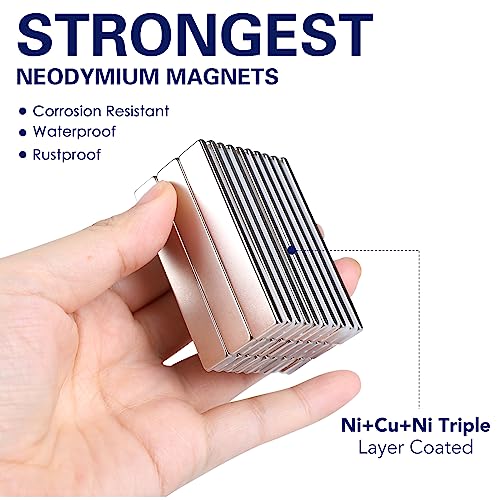 MIKEDE Strong Neodymium Magnets Rectangular Magnetic Small Powerful Rare Earth Magnet for Crafts Refrigerator Office Classroom Kitchen 60x10x3 mm Silver 30 Pack - Image 3