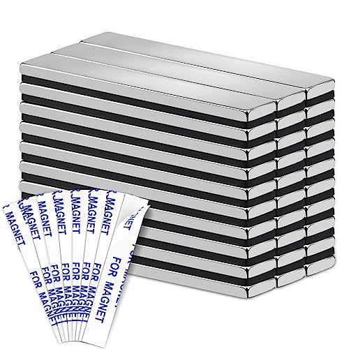 MIKEDE Strong Neodymium Magnets Rectangular Magnetic Small Powerful Rare Earth Magnet for Crafts Refrigerator Office Classroom Kitchen 60x10x3 mm Silver 30 Pack - Image 1