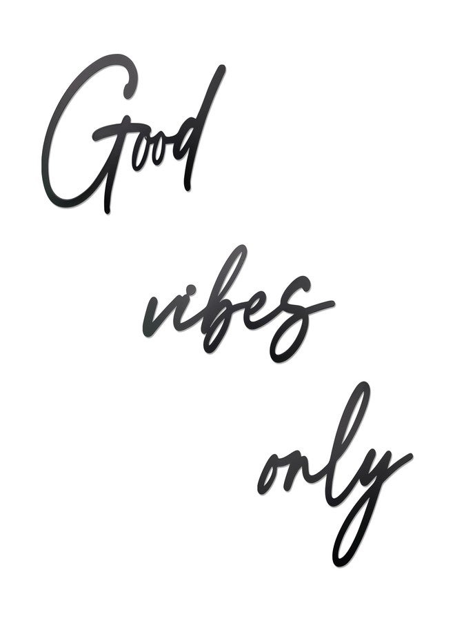 AWISBI Good Vibes Only Sign Black Metal Wall Art - Minimalist Home & Office Decor for Bedroom/Living Room, Inspirational Metal Letters Wall Decoration with Black Finish - Image 1