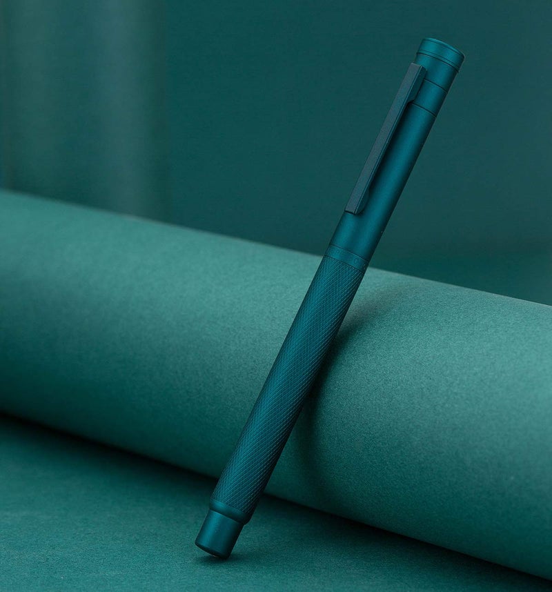 Asvine Dark Green Forest Fountain Pen Extra Fine Nib Classic Design with Converter and Metal Pen Case Set - Image 2
