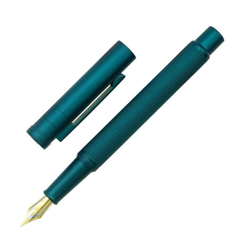Asvine Dark Green Forest Fountain Pen Extra Fine Nib Classic Design with Converter and Metal Pen Case Set - Image 1