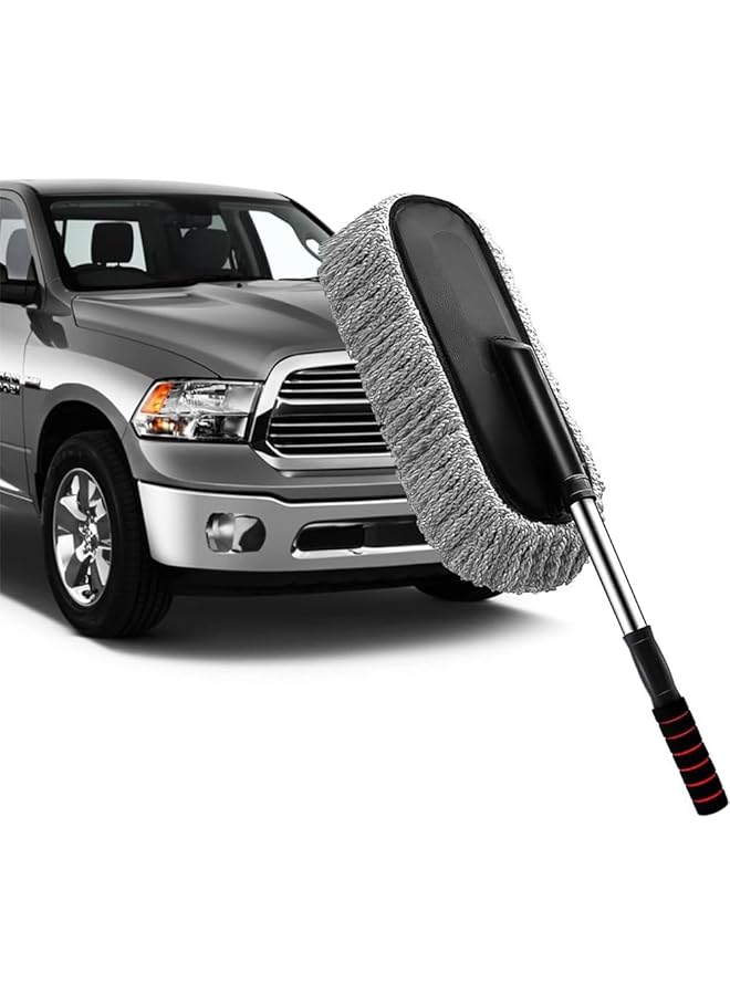 erorex Car Duster, Extendable Long Handle Microfiber Car Duster, Exterior Scratch Free Car Cleaning Tool, Multipurpose Car Wash Brush, Car Dust Brush for Truck, SUV, RV, Motorcycle and Home Cleaning (Grey) - Image 1