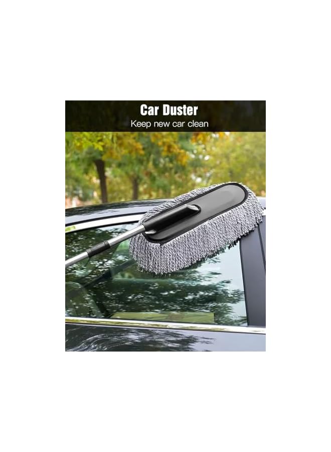 erorex Car Duster, Extendable Long Handle Microfiber Car Duster, Exterior Scratch Free Car Cleaning Tool, Multipurpose Car Wash Brush, Car Dust Brush for Truck, SUV, RV, Motorcycle and Home Cleaning (Grey) - Image 2