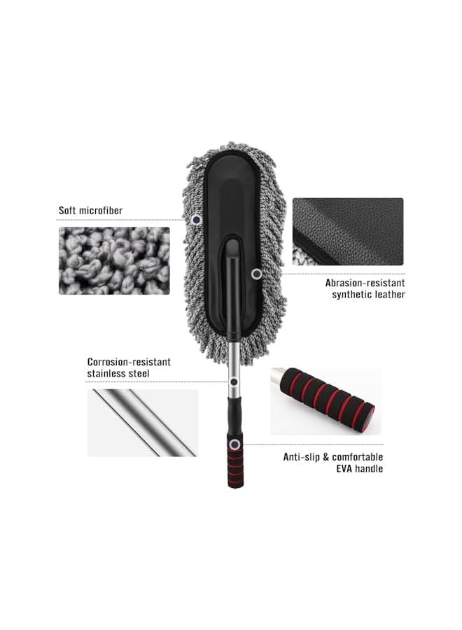 erorex Car Duster, Extendable Long Handle Microfiber Car Duster, Exterior Scratch Free Car Cleaning Tool, Multipurpose Car Wash Brush, Car Dust Brush for Truck, SUV, RV, Motorcycle and Home Cleaning (Grey) - Image 4