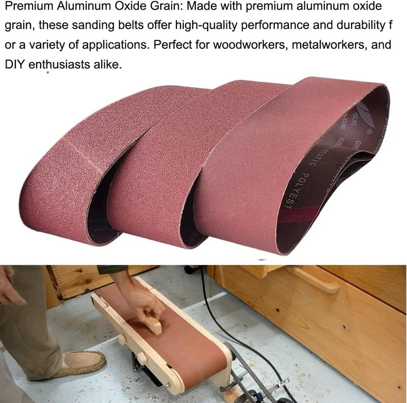 Tonmp 9 PCS 4" x 36" Premium Sander Belts - 3 Each of 40 80 120 Grit Aluminum Oxide Sanding Belts For Belt sander (4x36 inch) - Image 5