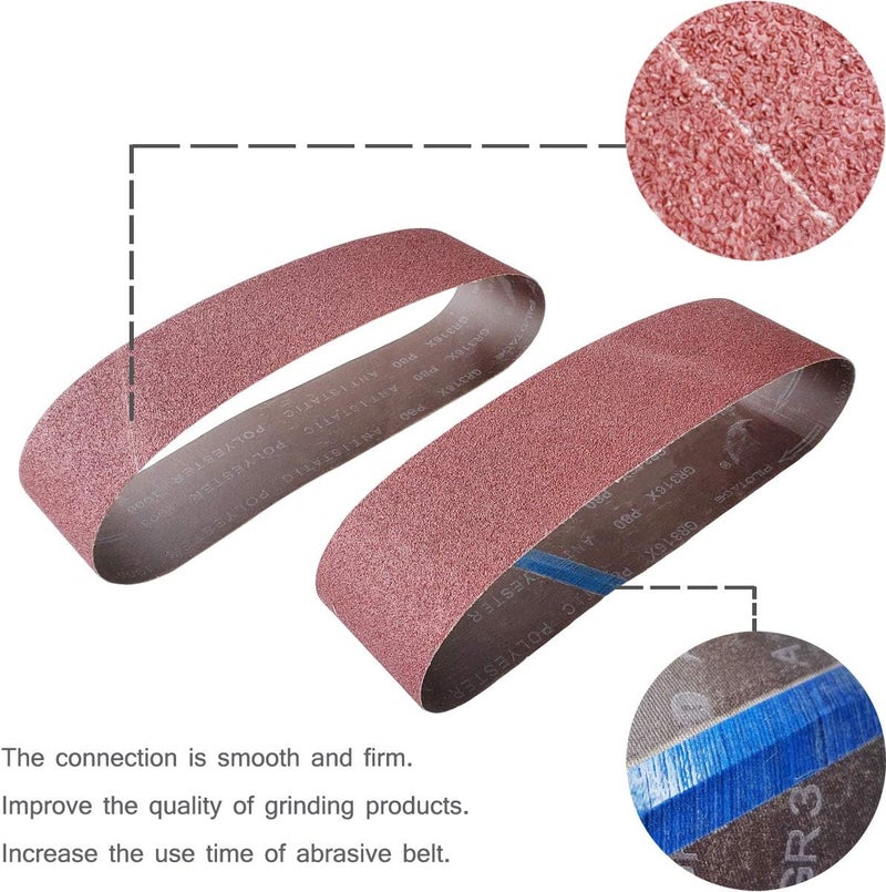 Tonmp 9 PCS 4" x 36" Premium Sander Belts - 3 Each of 40 80 120 Grit Aluminum Oxide Sanding Belts For Belt sander (4x36 inch) - Image 3