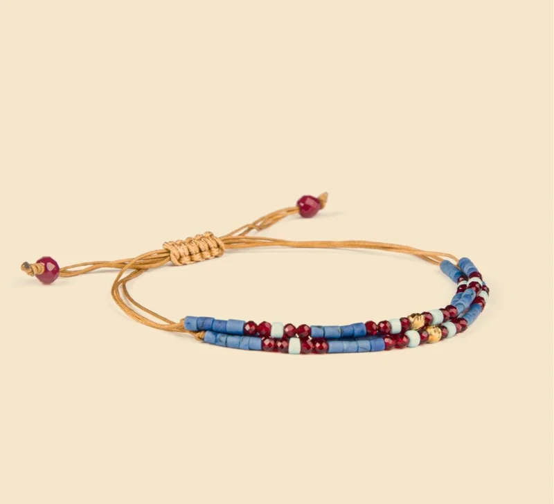 Minza  Minza “Kada” Women’s Gold Bracelet, Pure 18K Gold Beads, Agate & Afghan Turquoise Stones, Handmade Adjustable Cord Bracelet, Jewelry for Casual & Special Occasion. for Women | Best Price UAE