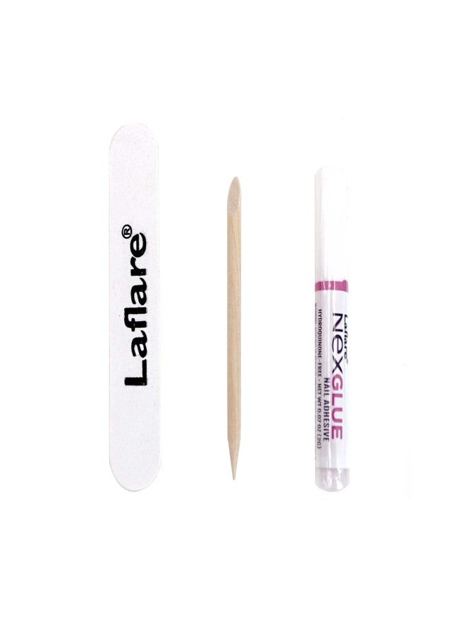 Laflare NEX 3D NAIL, Handcrafted LONG, XLONG Length Acrylic Fake Press On Nails with Nail Glue, Manicure Stick, Mini File (XLong, Stiletto, Sugar Pink) - Image 4