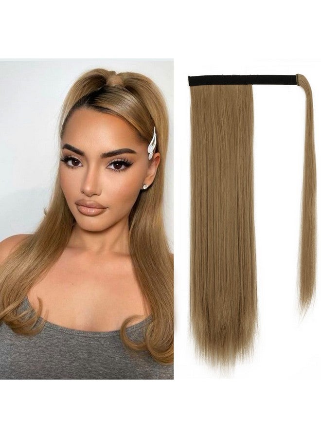 بارسدار وصلة ذيل حصان بطول 45.72 سم طويلة ومستقيمة وملتفة حول مشبك من الألياف الاصطناعية للنساء بني ذهبي فاتح وأشقر ذهبي شاحب - Image 1