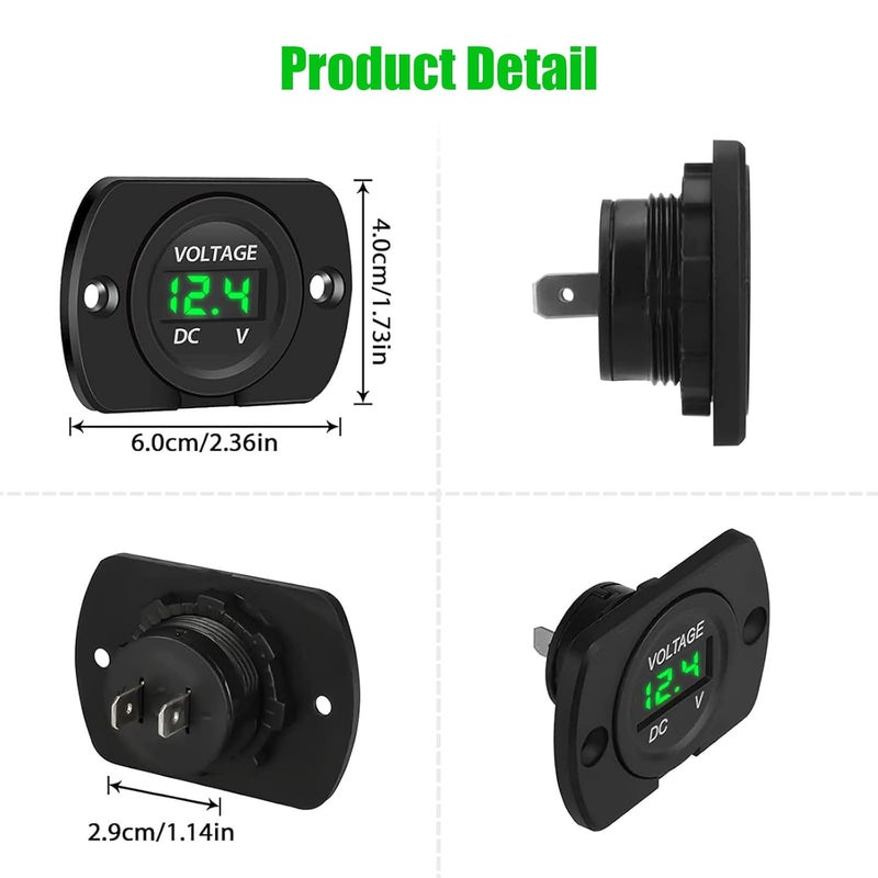 Linkstyle 2PCS DC 8-26V Battery Voltage Gauge, 12V Digital Voltage Meter, Panel Mount Voltmeter for Car Motorcycle Truck RV - Image 5