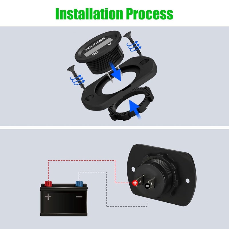 Linkstyle 2PCS DC 8-26V Battery Voltage Gauge, 12V Digital Voltage Meter, Panel Mount Voltmeter for Car Motorcycle Truck RV - Image 4