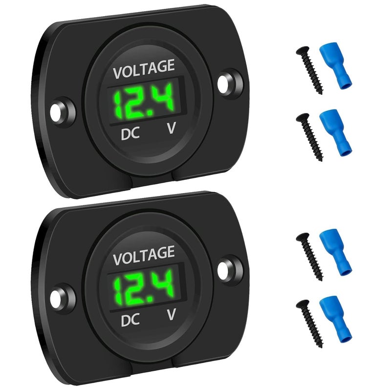 Linkstyle 2PCS DC 8-26V Battery Voltage Gauge, 12V Digital Voltage Meter, Panel Mount Voltmeter for Car Motorcycle Truck RV - Image 1