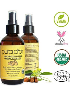 Pura d'or PURADOR PURE COLD PRESSED ORGANIC JOJOBAOIL 118ML  - Image 3