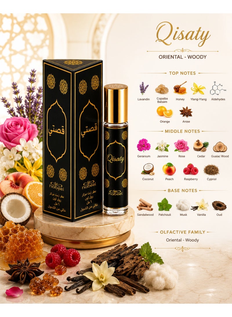 Nabeel 6 Pcs Nabeel Qisaty 6 ML Roll On Perfume Oil Luxurious Long-Lasting Arabic Attar for Everyday Elegance - Image 4