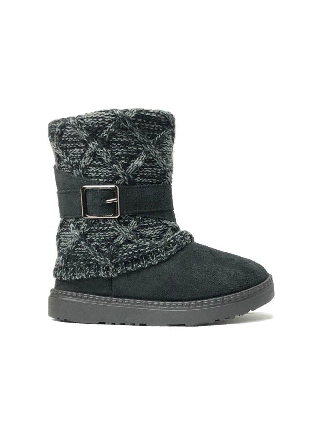 REDVOLUTION Kids Boots Toddler Girls Cute 2 Buttons Suede Knitting Shoe, 2018 Black, 12 Little Kid - Image 1