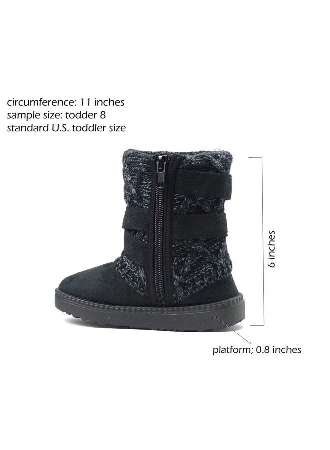 REDVOLUTION Kids Boots Toddler Girls Cute 2 Buttons Suede Knitting Shoe, 2018 Black, 12 Little Kid - Image 3
