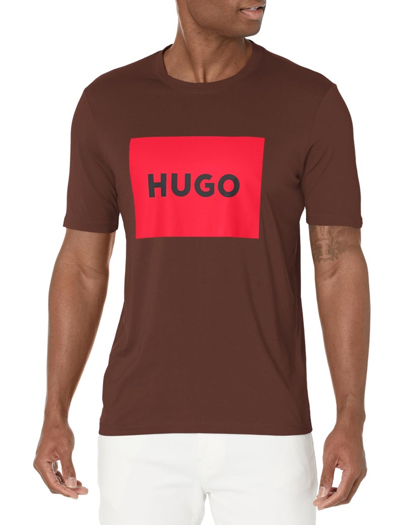 HUGO Big Square Logo Short Sleeve TShirt Teak Brown
