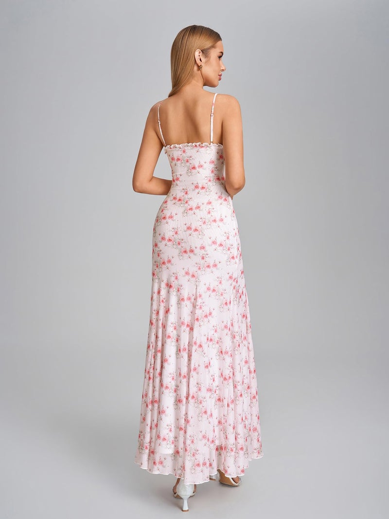 EYNMIN Floral Maxi Dress Lace Spaghetti Strap Flowy Ruffle Long Sundress 2026 Spring Summer Wedding Guest Dresses for Women - Image 3
