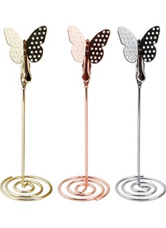 3-Pack Table Number Holder with Butterfly Alligator Clip, Business Card Holder Memo Sticky Photo Holder for Wedding Table Number Display