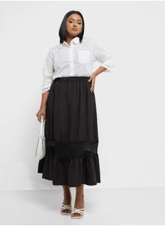 Ginger Plus Midi Skirt With Lace Detailing  - Image 1