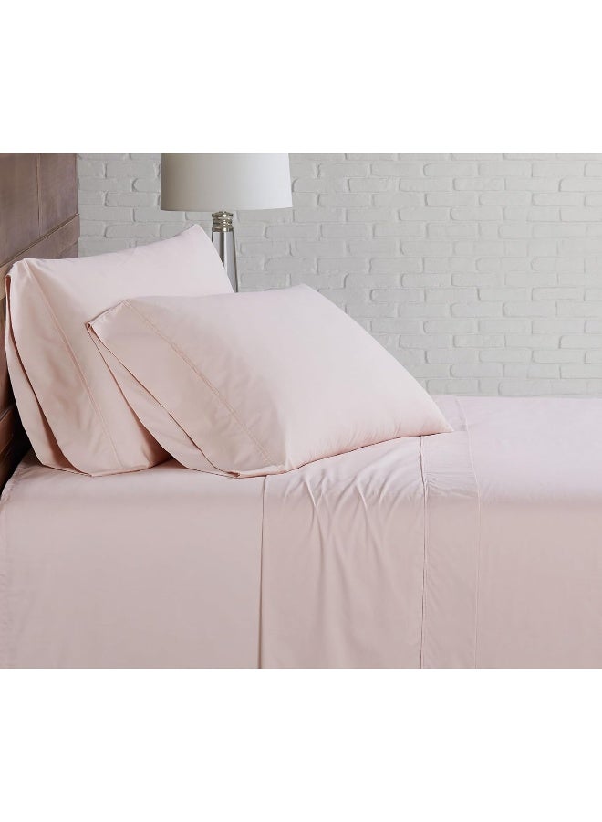CANNON - Solid Percale 3 Piece Twin XL Sheet and Pillowcase Set - Blush - Image 1
