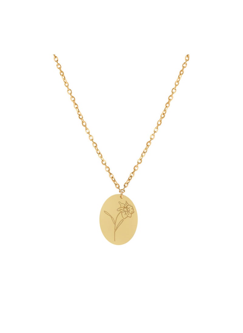 JEWELIVERY - JEWELIVERY 18Kt Gold Necklace with Birth Flower Style – Elegant and Personalized Jewelry, Perfect for Birthdays or Special Occasions, Symbol of Love and Growth - Image 1