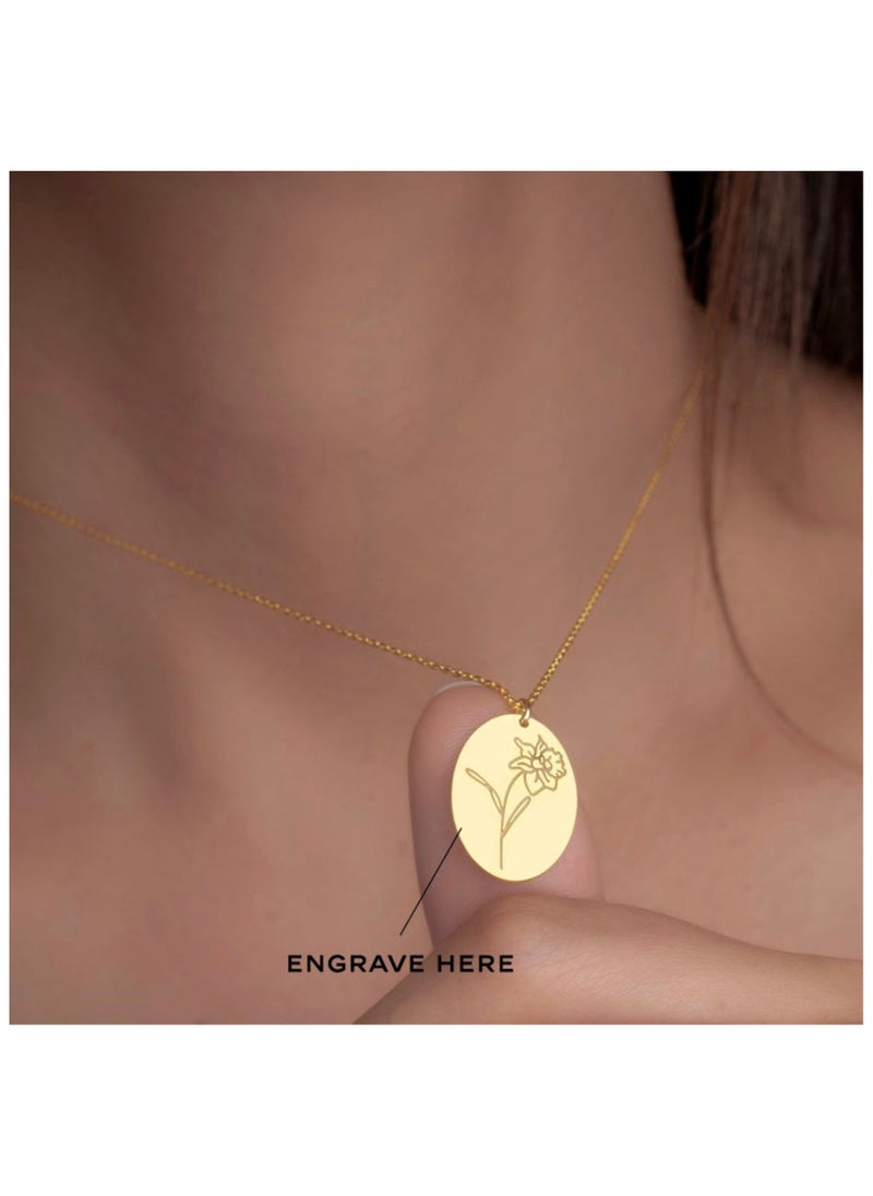 JEWELIVERY - JEWELIVERY 18Kt Gold Necklace with Birth Flower Style – Elegant and Personalized Jewelry, Perfect for Birthdays or Special Occasions, Symbol of Love and Growth - Image 1