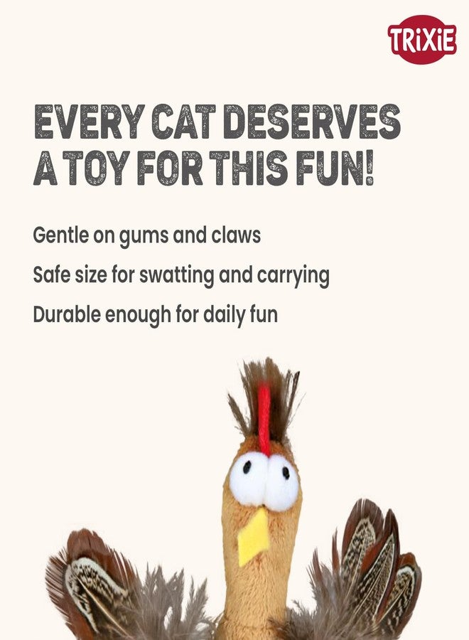 تريكسي لعبة دجاجة تريكسي الدوارة للقطط مع النعناع البري والريش - لعبة قطيفة تفاعلية لتحفيز غريزة الصيد | قطيفة بوليستر ناعمة مع صوت شريحة إلكترونية، لعبة مسلية للقطط والقطط الصغيرة، 10 سم - Image 5