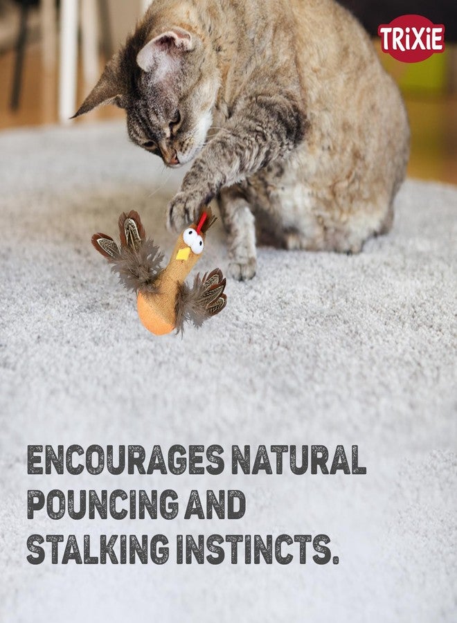 تريكسي لعبة دجاجة تريكسي الدوارة للقطط مع النعناع البري والريش - لعبة قطيفة تفاعلية لتحفيز غريزة الصيد | قطيفة بوليستر ناعمة مع صوت شريحة إلكترونية، لعبة مسلية للقطط والقطط الصغيرة، 10 سم - Image 4