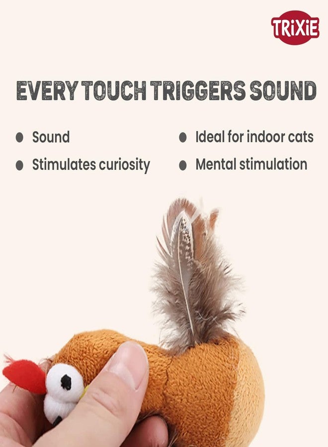 تريكسي لعبة دجاجة تريكسي الدوارة للقطط مع النعناع البري والريش - لعبة قطيفة تفاعلية لتحفيز غريزة الصيد | قطيفة بوليستر ناعمة مع صوت شريحة إلكترونية، لعبة مسلية للقطط والقطط الصغيرة، 10 سم - Image 3