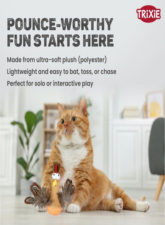تريكسي لعبة دجاجة تريكسي الدوارة للقطط مع النعناع البري والريش - لعبة قطيفة تفاعلية لتحفيز غريزة الصيد | قطيفة بوليستر ناعمة مع صوت شريحة إلكترونية، لعبة مسلية للقطط والقطط الصغيرة، 10 سم - Image 2
