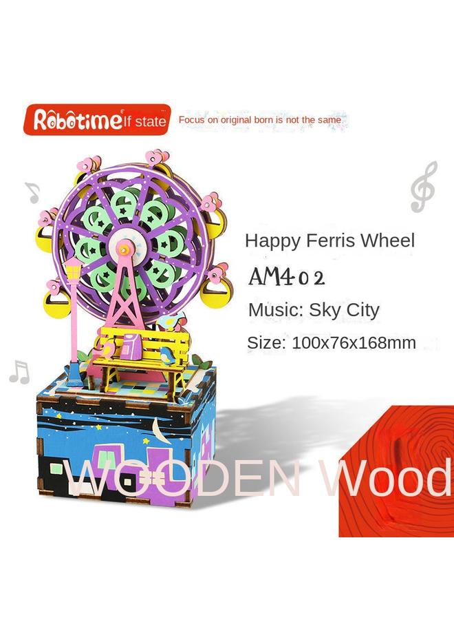 Bluejw Creative Gifts Diy Hand-assembled Antique Music Box Ferris Wheel Rotating Music Box Model For Girlfriend  - Image 1