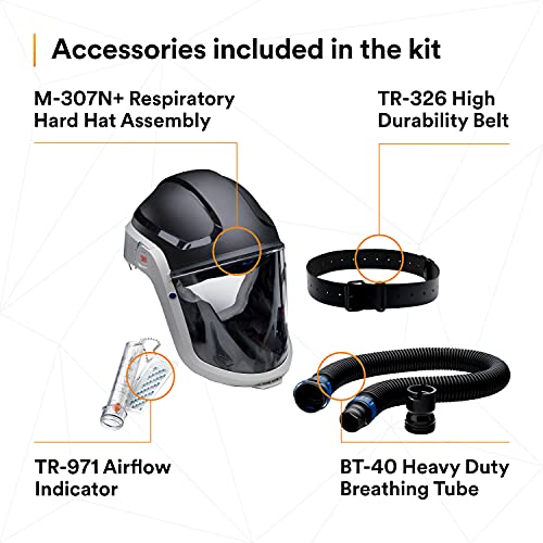 3M PAPR Respirator, Versaflo Powered Air Purifying Respirator Kit, TR-300N+ HIK, Heavy Industry, Hard Hat Assembly, All-in-One Respiratory Protection for Particulates, NIOSH Approved, Grinding - Image 3